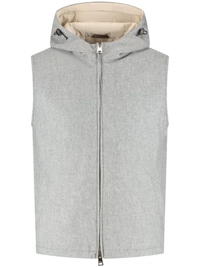 Borrelli Hooded Vest In Grey