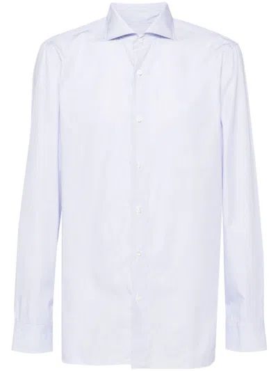 Borrelli Striped Long-sleeve Cotton Shirt In Blue