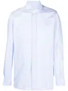 Borrelli Tailored White Cotton Shirt With Classic Collar And Structured Cuffs In Brown