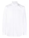 Borrelli Structured Collar Twill Shirt With Button-down Front In White