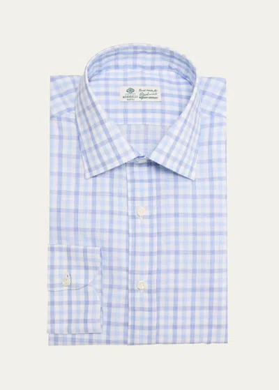 Borrelli Men's Check Dress Shirt In 1 Blue White