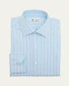 Borrelli Men's Cotton And Linen Multi-stripe Dress Shirt