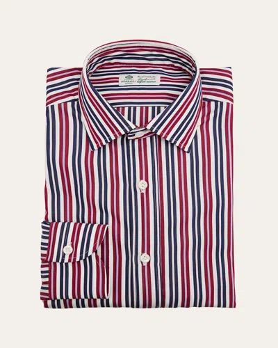 Borrelli Men's Cotton Bold Stripe Point Collar Dress Shirt In Multi