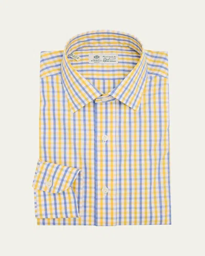 Borrelli Men's Cotton Check Dress Shirt In 02-yellowblue