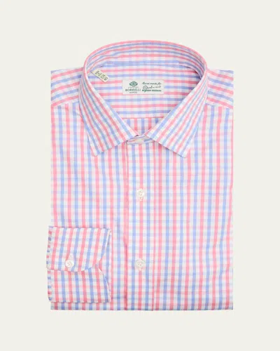 Borrelli Men's Cotton Check Dress Shirt In 03-redblue