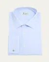Borrelli Men's Cotton French-cuff Dress Shirt In Light Blue