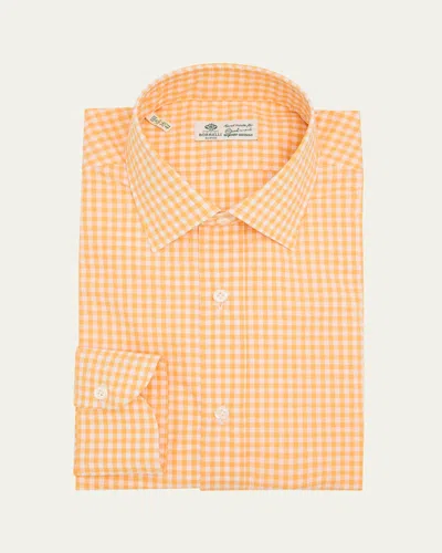 Borrelli Men's Cotton Gingham Dress Shirt In 3-yellow