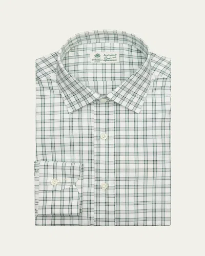 Borrelli Men's Cotton Multi-plaid Point Collar Dress Shirt