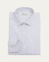 Borrelli Men's Cotton Multi-stripe Dress Shirt In 1-blue