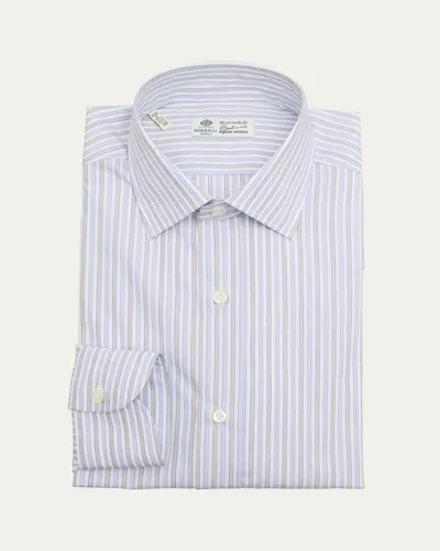 Borrelli Men's Cotton Multi-stripe Dress Shirt In 1-blue