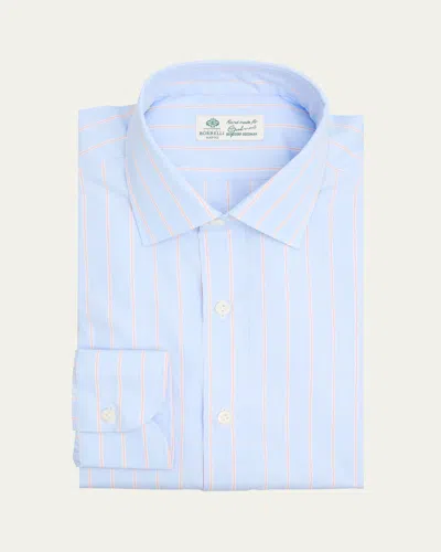 Borrelli Men's Cotton Multi-stripe Point Collar Dress Shirt