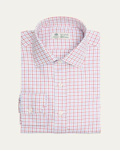 Borrelli Men's Cotton Woven-check Point Collar Dress Shirt In Multi