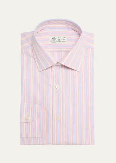 Borrelli Men's Multi-stripe Dress Shirt In 1 Lt Pink Blue