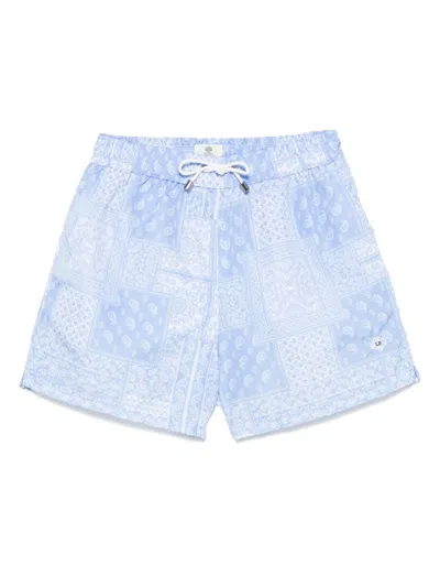 Borrelli Patchwork-print Swim Shorts In Blue