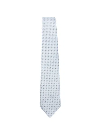 Borrelli Patterned Pointed Tip Tie For Men In Light Blue