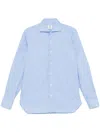 Borrelli Pinstripe Pattern Popeline Shirt With Cutaway Collar And Buttoned Cuffs