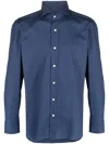 Borrelli Spread Collar Cotton-blend Shirt In Blau