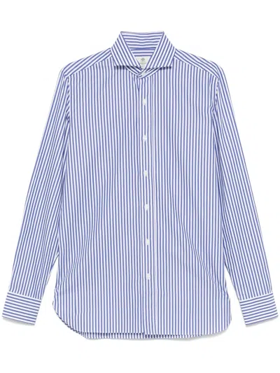 Borrelli Striped Cotton Shirt In Blue