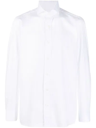 Borrelli Stylish Cotton Long Sleeve Shirt With Buttoned Cuffs In White