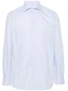 Borrelli Vertical Stripe Cotton Shirt With Cutaway Collar In White