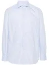 Borrelli Vertical Stripe Cotton Shirt With Cutaway Collar In White