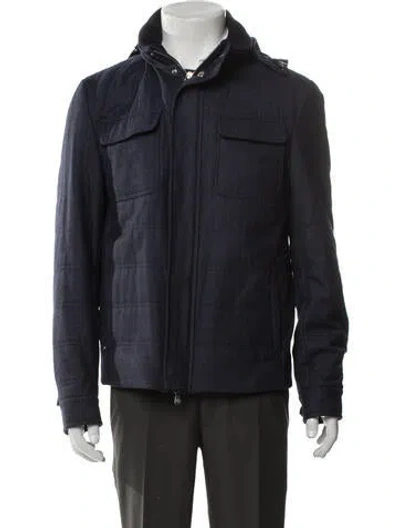 Pre-owned Borrelli Virgin Wool Utility Jacket In Blue