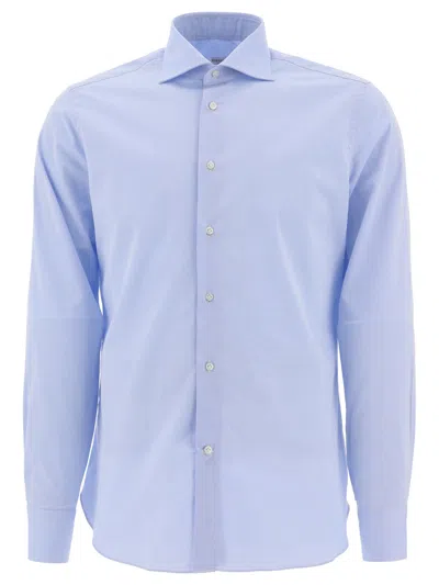 Borriello Poplin Cotton Shirt In Blue