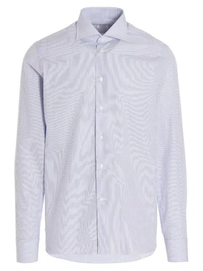 Borriello Napoli Printed Linen Shirt In Blue