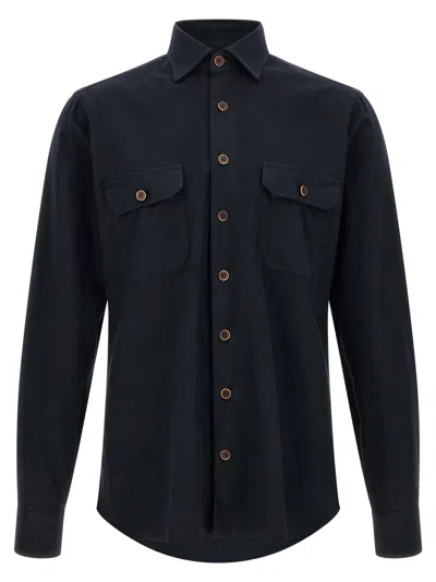 Borriello Napoli Flap-pocket Shirt In Blue