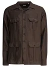 Borriello Napoli Borriello Linen Shirt With Classic Collar In Brown