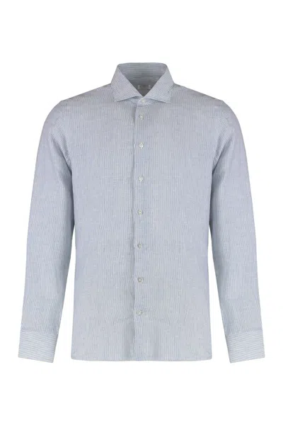 Borriello Napoli Borriello Striped Linen Shirt In Gray