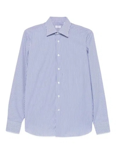 Borriello Napoli Borriello White And Blue Striped Shirt