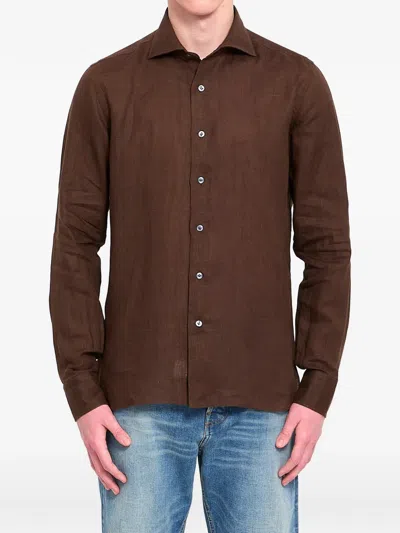 Borriello Napoli Button Long-sleeve Shirt In Brown