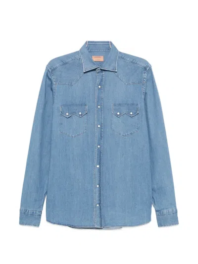 Borriello Napoli Button-down Denim,shirt In Blue