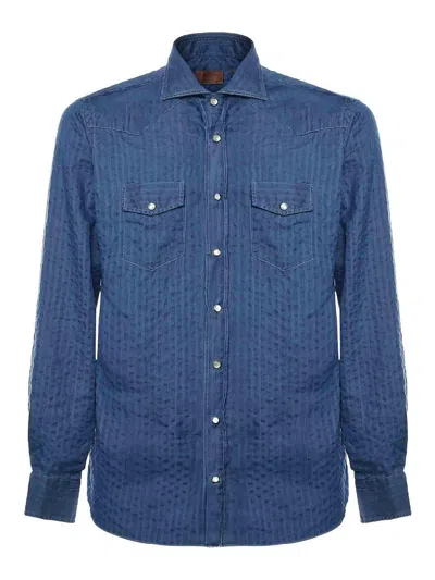 Borriello Napoli Striped Shirt In Blue