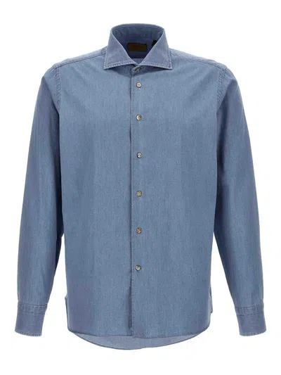 Borriello Napoli Chambray Shirt In Navy