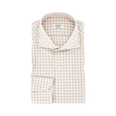 Borriello Napoli Gingham-check Long-sleeve Shirt In Brown