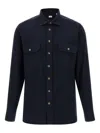 Borriello Napoli Structured Cotton Flannel Shirt With Buttoned Pockets In Black