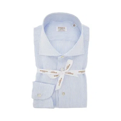 Borriello Napoli Cotton And Linen Striped Shirt In Blue