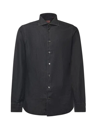 Borriello Napoli Cotton Denim Shirt In Black