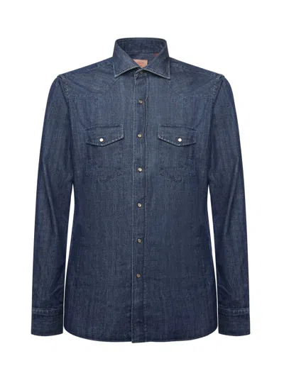 Borriello Napoli Cotton Denim Shirt In Blue