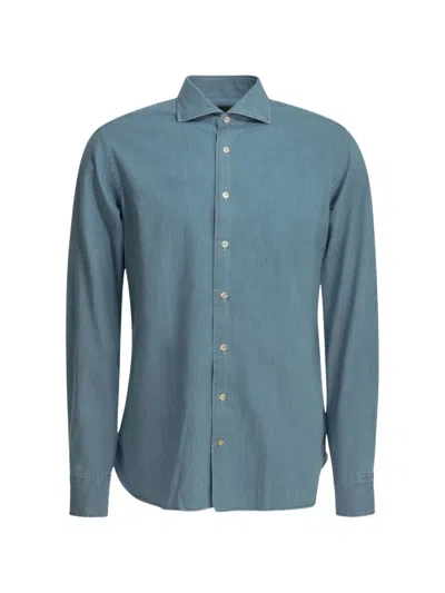 Borriello Napoli Cotton Denim Shirt In Blue