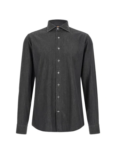 Borriello Napoli Cotton Denim Shirt In Gray