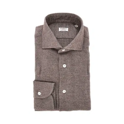 Borriello Napoli Cotton Flannel Shirt In Brown