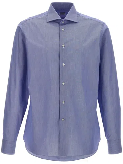 Borriello Napoli Micro Operated Shirt In Light Blue