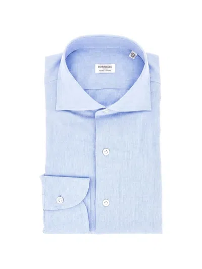 Borriello Napoli Cotton Spread-collar Shirt In Blue