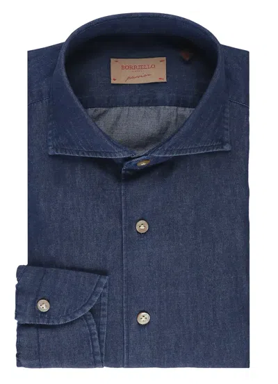 Borriello Napoli Classic-collar Long-sleeve Shirt In Blue