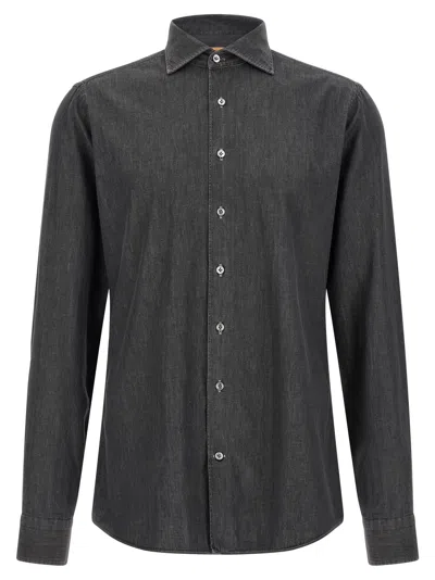 Borriello Napoli Cotton Denim Shirt In Gray