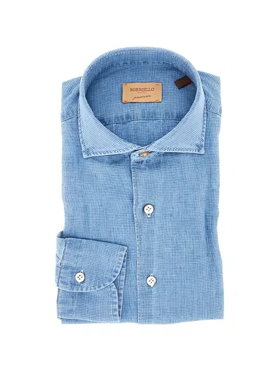 Borriello Napoli Denim-effect Cotton Shirt In Blue