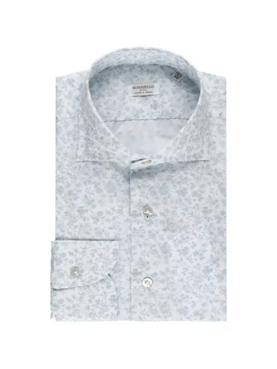 Borriello Napoli Floral-print Long-sleeve Shirt In Blue